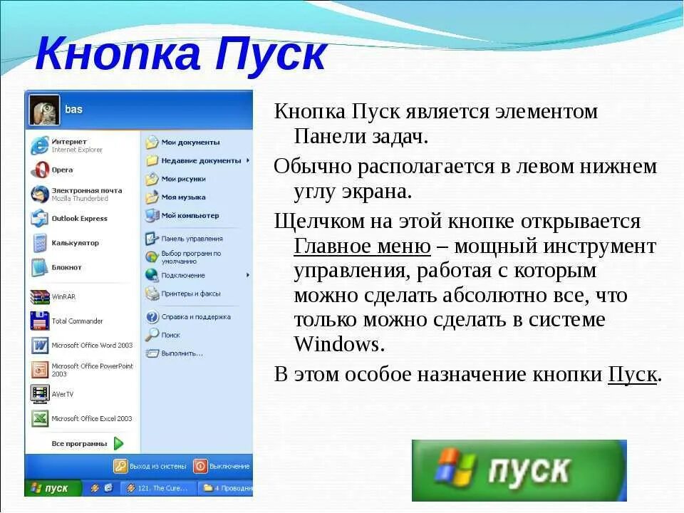 С помощью какого пункта меню. Меню пуск. элементы рабочего стола windows. элементы меню пуск. программы windows.