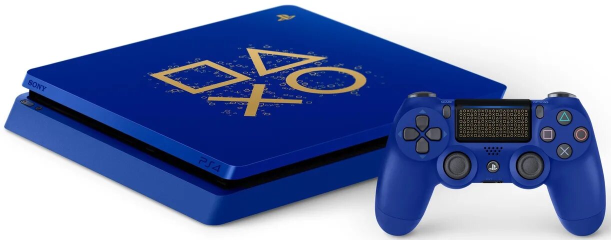 Синяя playstation. Sony PLAYSTATION 4 Slim Limited Edition. Игровая приставка PLAYSTATION 4 Slim 500 GB «Days of Play» Limited Edition. Ps4 Slim синяя Limited. Sony PLAYSTATION 4 Pro Limited Edition Blue.