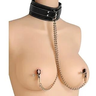 Bondage Busenkette Brustklemmen mit Halsband Nippelklemmen Nippelklammern B...
