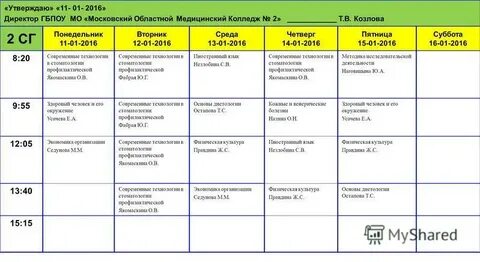 Расписание занятий медицинский колледж