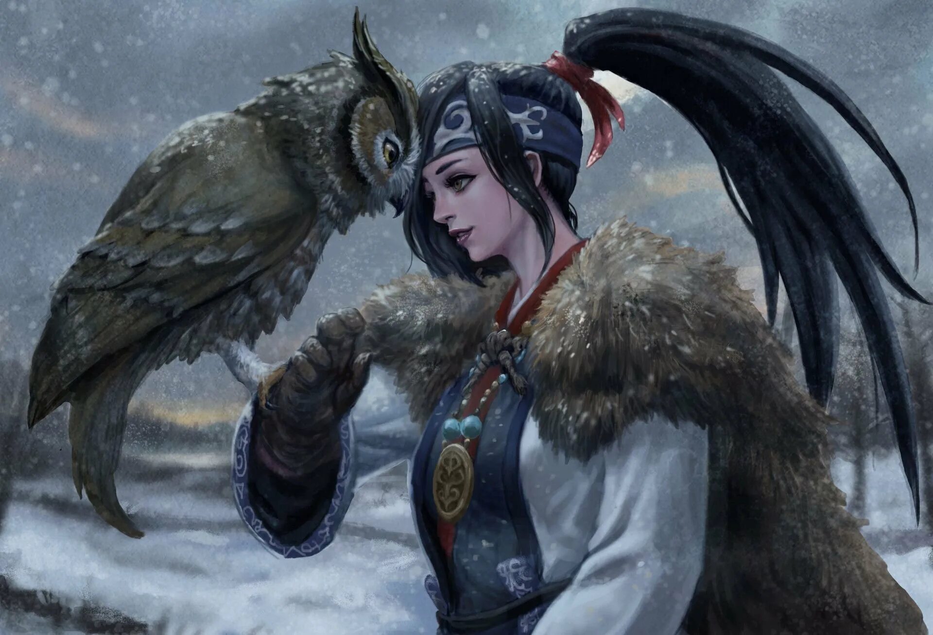 Сова х на андроид последняя версия. Девушка с совой. девушка сова арт. сова фэнтези. девушка с совой фэнтези.