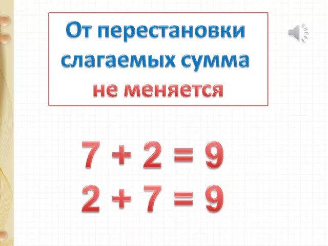 Математика перестановка слагаемых 1 класс школа России. От перестановки слагаемых сумма не меняется. От перестановки мест слагаемых. Правило перестановки слагаемых. От перемены места сумма не меняется