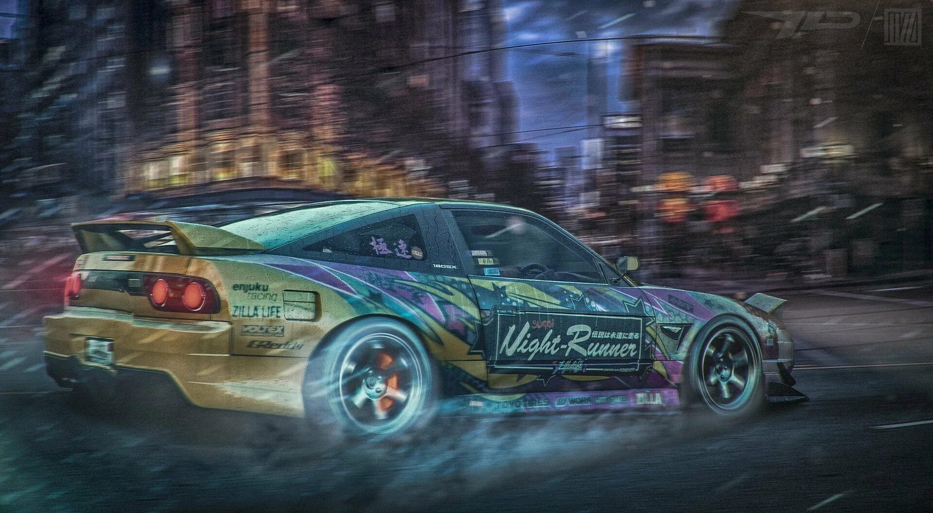 Tokyo drift freeman. Nissan 240sx Art. Nissan 180sx арт. Дрифт винил на 240sx. Nissan 180sx киберпанк.