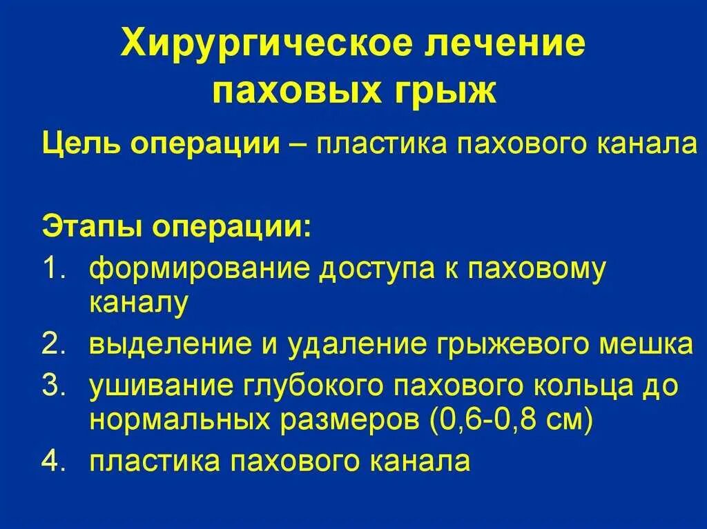 Этапы операции паховой грыжи. Оперативное лечение паховых грыж.