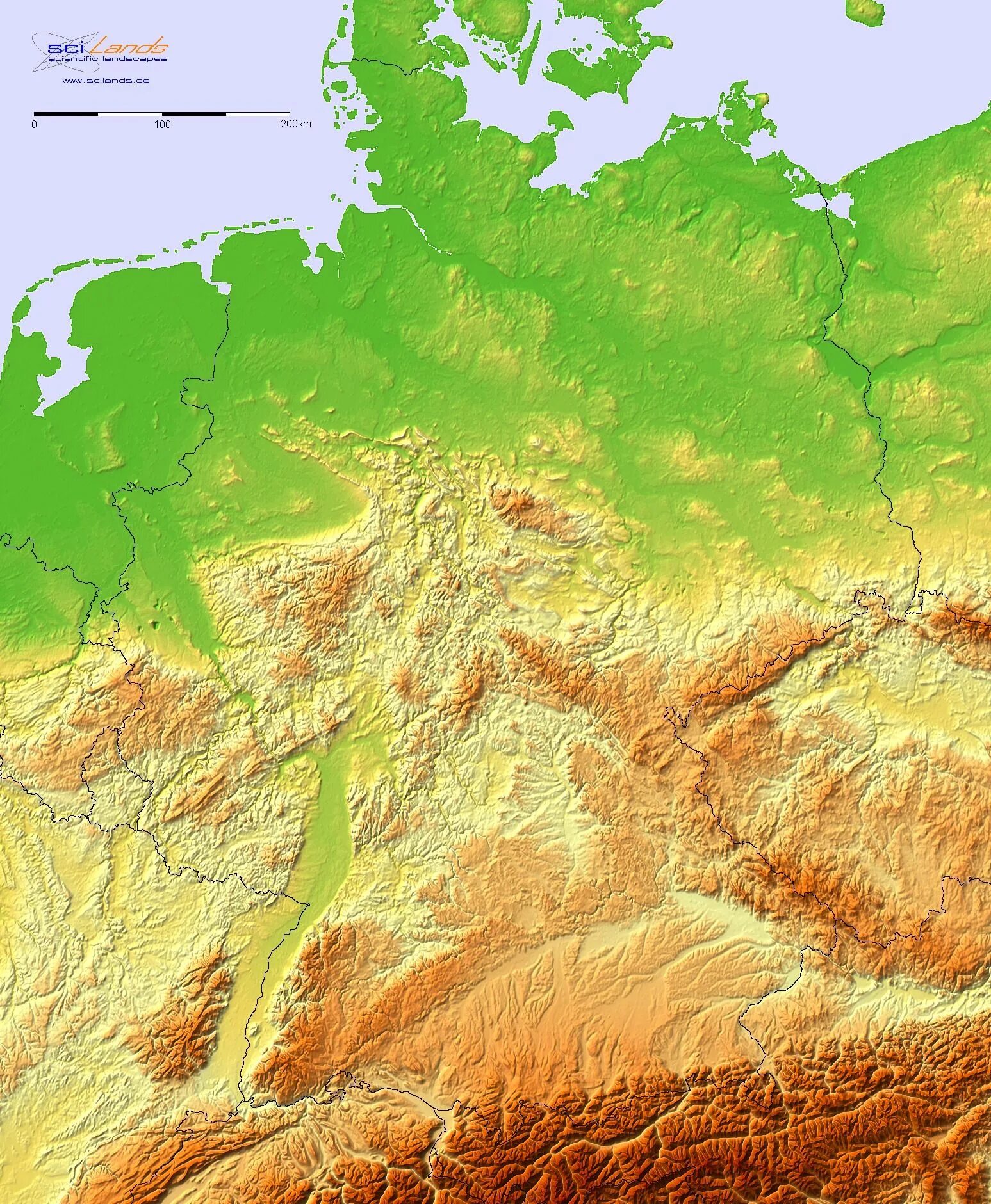 Основные особенности рельефа германии. Карта рельефа Германии. Рельеф ФРГ. Рельеф германииннизменность. Рельефная карта Германии.