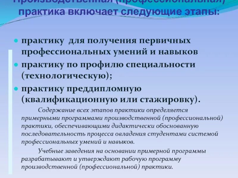 Этапы производственной практики. Навыки производственной практики. Производственная практика от технологической. Производственная практика (технологическая практика). Реализация производственной практики