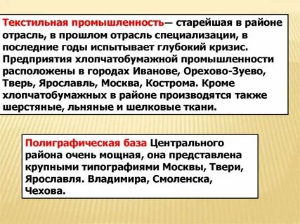 Легкая промышленность отрасли специализации