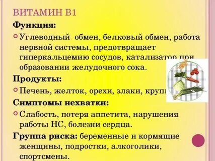 Функции витамина в 1