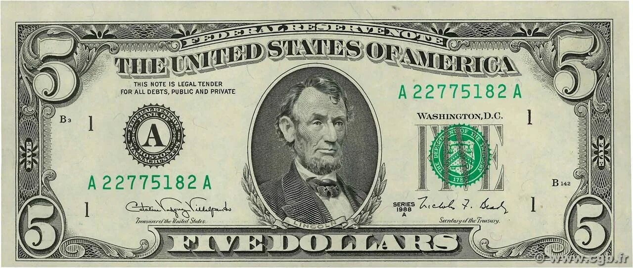 4 5 dollars. 5 Долларов 1995 года. 5 Долларовая купюра. Банкнота 5 долларов. Доллар купюра 5 долларов.