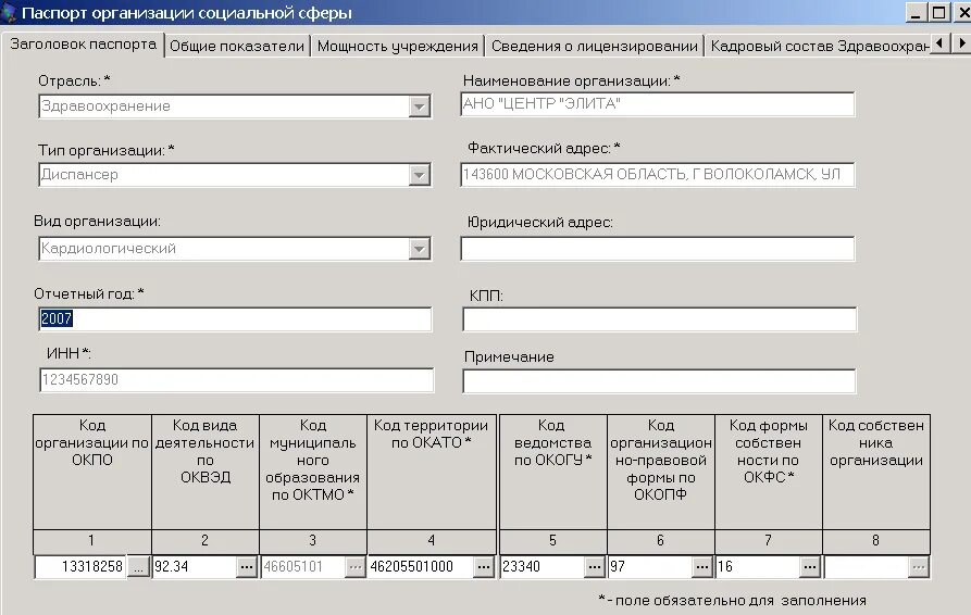 Данные реестра предприятий
