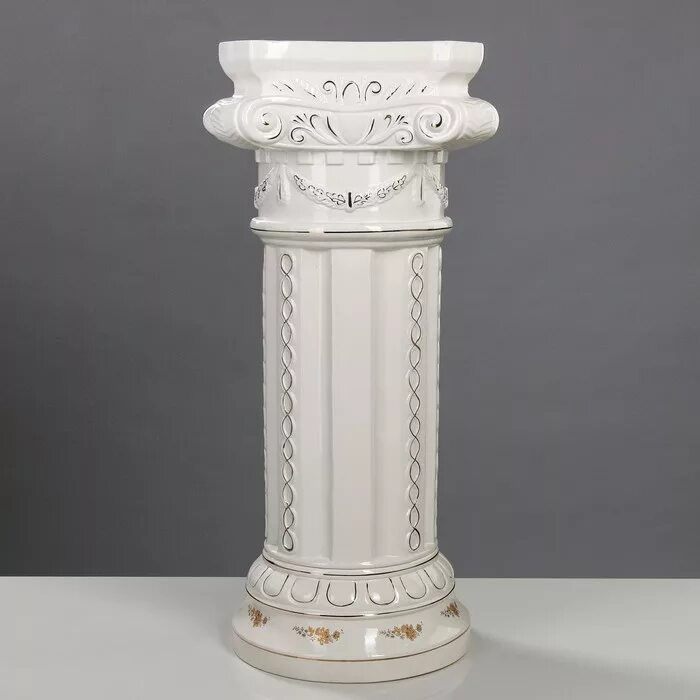 Колонна кретенс 604/элеганс. Колонна напольная. Колонна "антик" белая. Декоративные колонны. Кашпо колонна шамот.