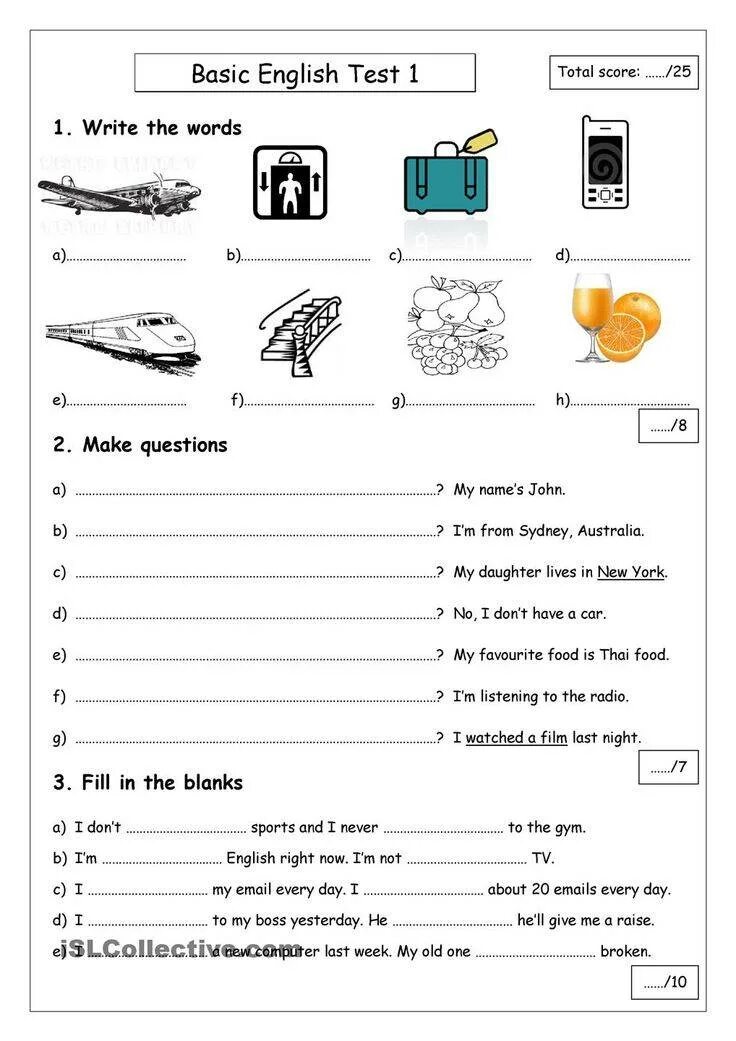 Тест английский язык pdf. Test for Kids English 1 класс. Задания по английскому Elementary. Задания на английском для Elementary. Тест Elementary по английскому.