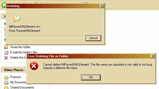 Couldn't delete ошибка. The file name is not valid. Deleting file. File or folder. The file is possible
