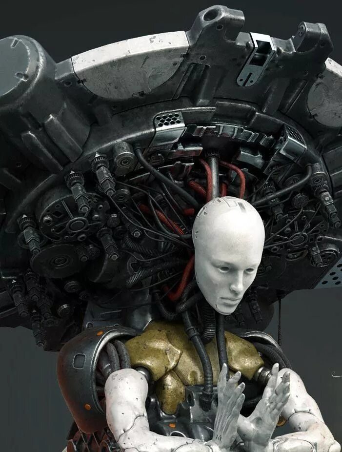 Cyberpunk роботы. Робот человек. реалистичные роботы. робот киборг. биомеханический робот.