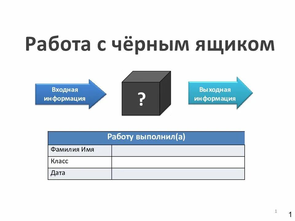 Черный ящик 6 класс