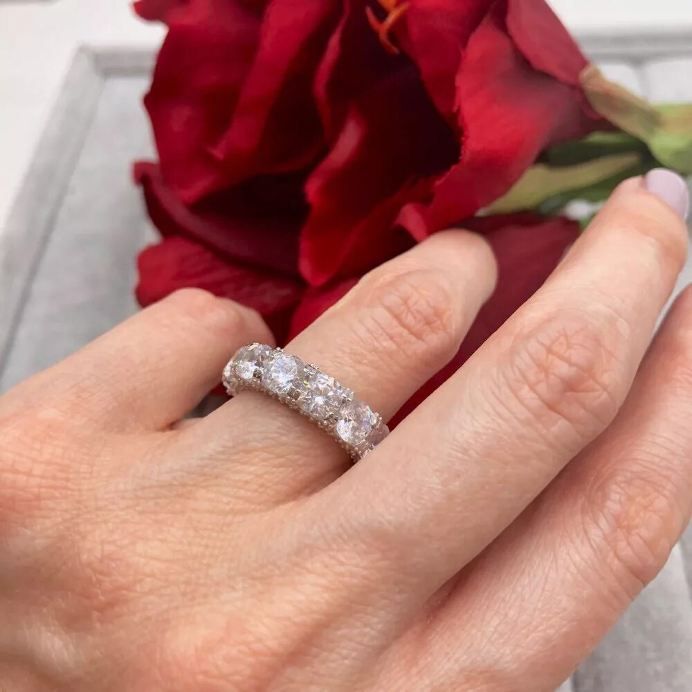 Alliance 0,60 carat avec diamant simulé, bague d'anniversaire en or blanc... eBa