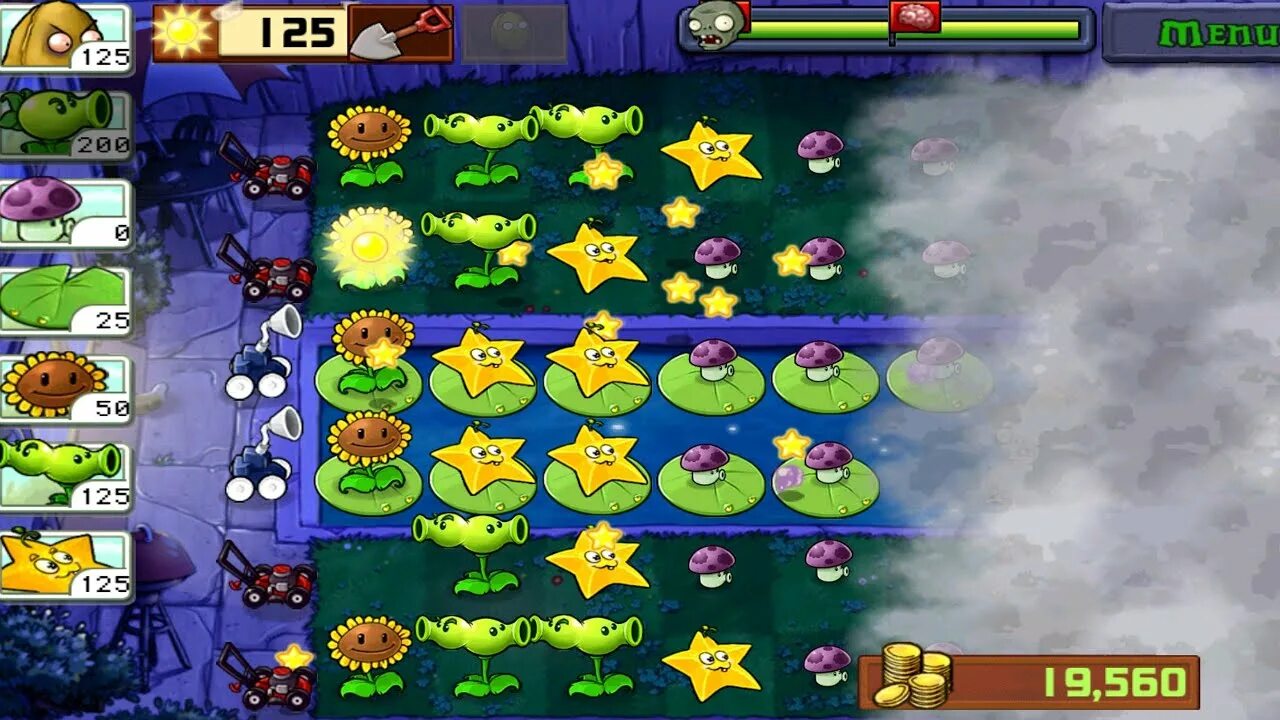 Игры зомби битва растение. Растения против зомби туман. Plants vs Zombies Fog Level 6. Зомби против растений Fog 9 уровень. PVZ 2 Final Battle.