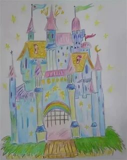 Рисунок замка в теплых тонах