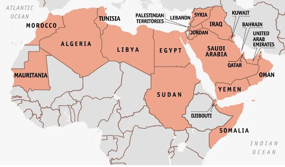 Арабские государства на карте