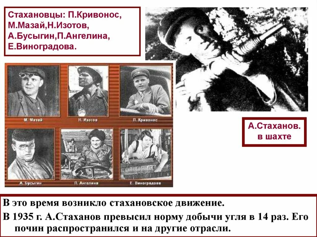 Стахановское движение 1935. 1935 Движение Стахановцев. Стахановское движение участники. Стахановское движение в СССР участники. Год начало стахановского движения