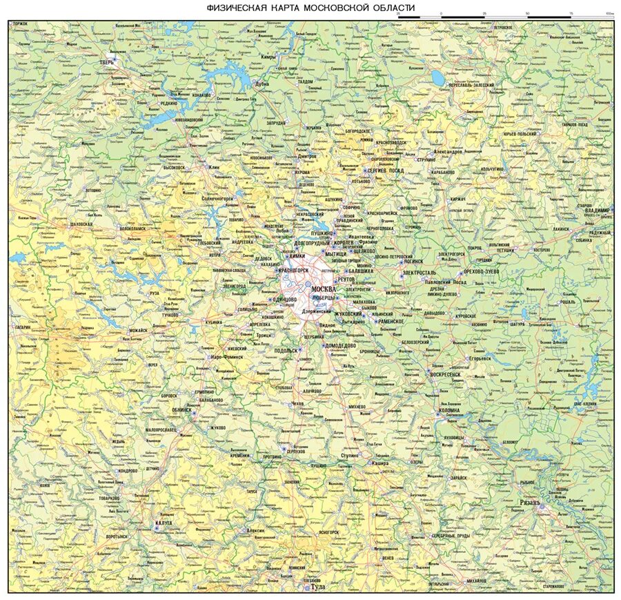 Рельеф московской карта. Московская область рельеф физическая карта. Физическая карта Московской области масштаб. Карта Московской области физическая карта. Карта рельефа Московской области.