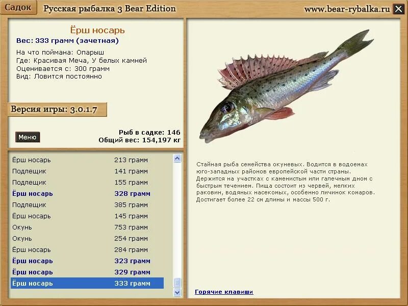 Рр3 Ерш носарь. Ёрш носарь русская рыбалка. Русская рыбалка 3 красивая меча ёрш носарь. Ерш рыба вес.