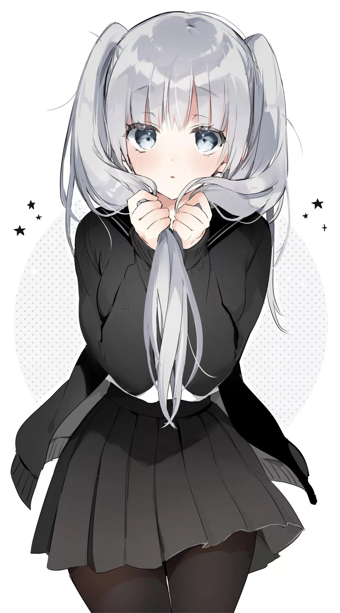 Серая тянка. Неко тян с серыми волосами. Afilia kiyomin арт. Грустные тянки. Тян с белыми волосами.