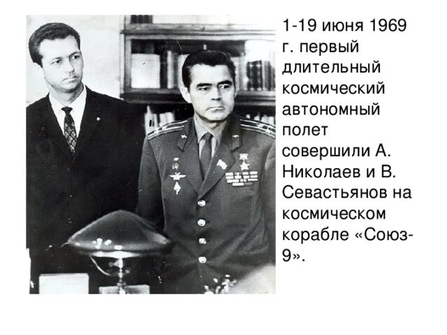 Первый длительный космический полет. Космонавты Николаев и Севастьянов. Полет Николаева и Севастьянова.