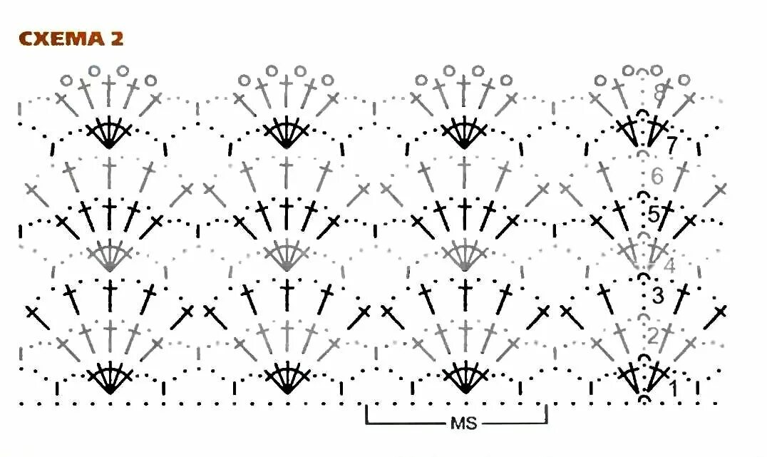 Схемы вязания крючком тонкими нитками. Вязание крючком схемы узоров для кофт. Ажурный узор для кофты схема крючком. Вязание крючком узор веерочки схема.