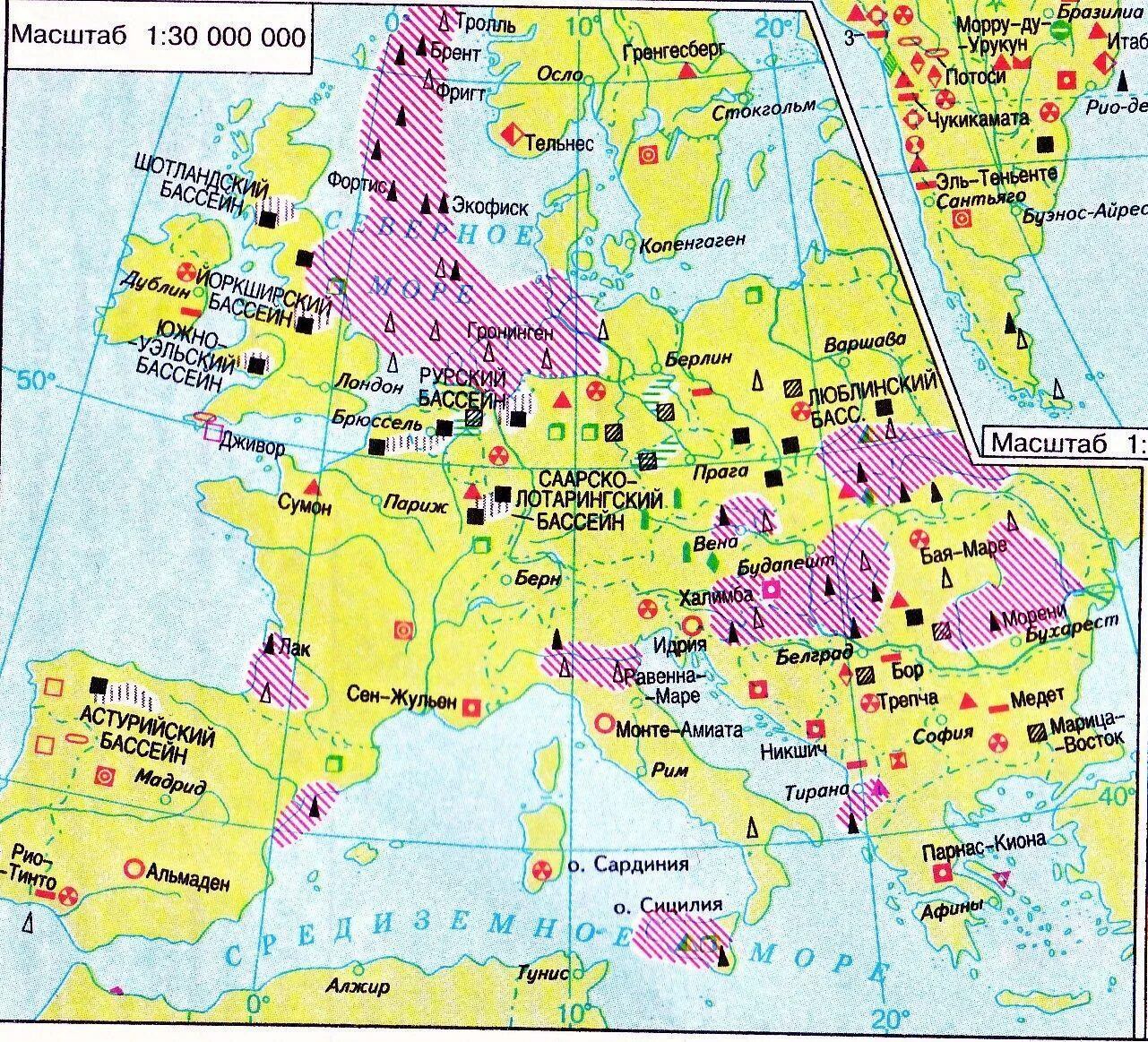 Карта полезных ископаемых зарубежной Европы. Полезные ископаемые зарубежной Европы карта. Карта месторождений полезных ископаемых Европы. Полезные ископаемые Западной Европы карта. Крупнейшие бассейны каменного угля