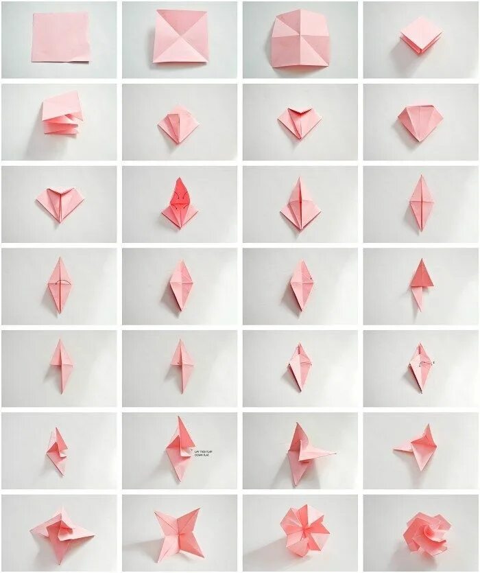 Оригами цветок. Как сделать розу из бумаги оригами. Оригами маленькие цветочки.