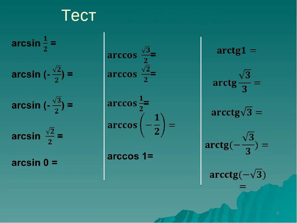 Вычислите arccos 0. Арксин арккос. Понятия синус арксинус. Арксинус и арккосинус. Арксинус арккосинус арктангенс.