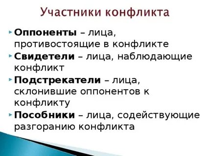Объект предмет и участники конфликта