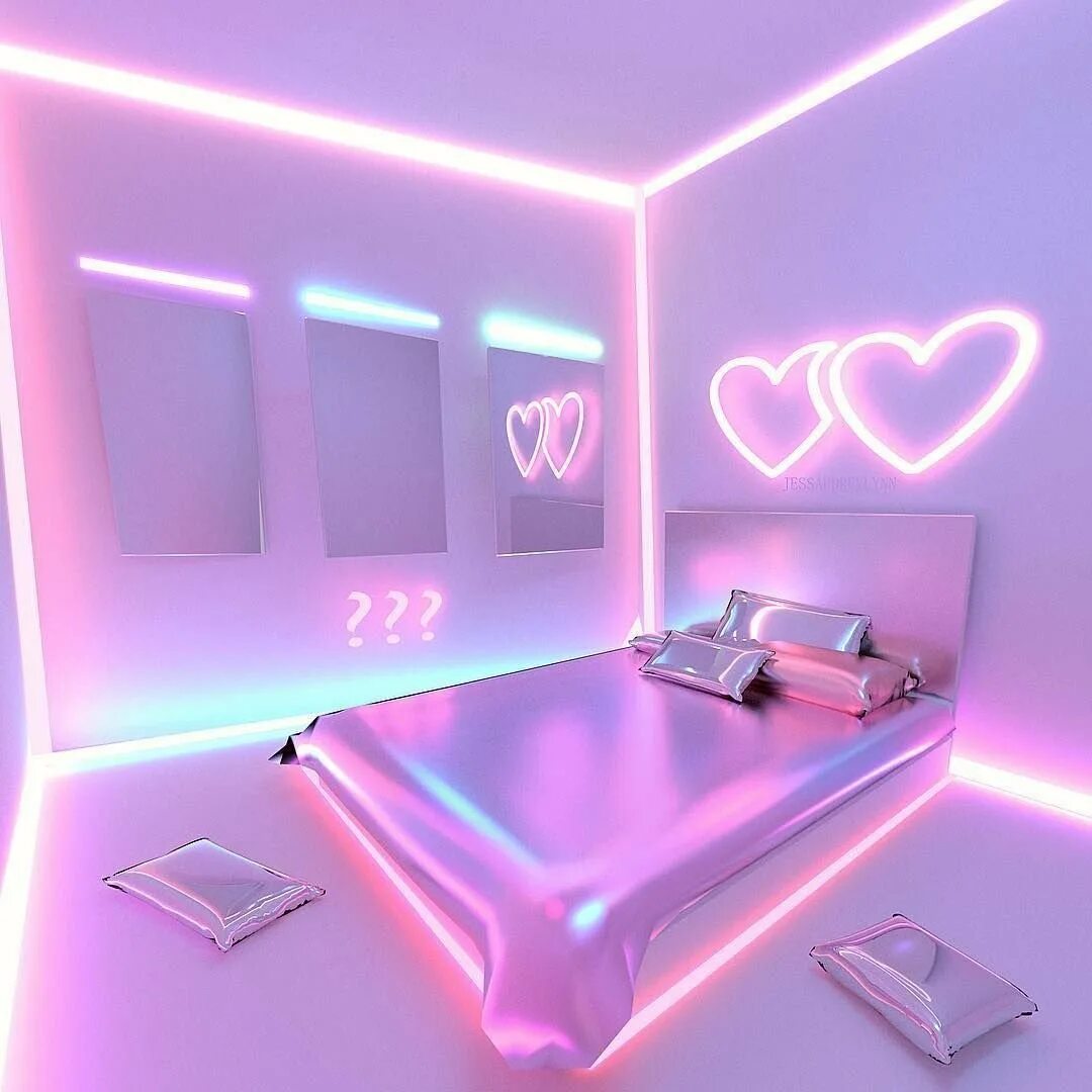 Розовый свет спать. Комната неон. Комната с розовой подсветкой. Фиолетовая полсвета в комнате. Ьеонавая комната.