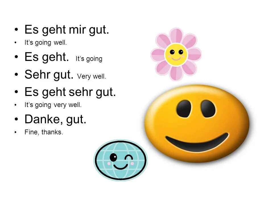 Geht es в немецком языке. Wie geht es ? Задание. Wie geht's картинки. Sehr gut картинки. Es geht mir