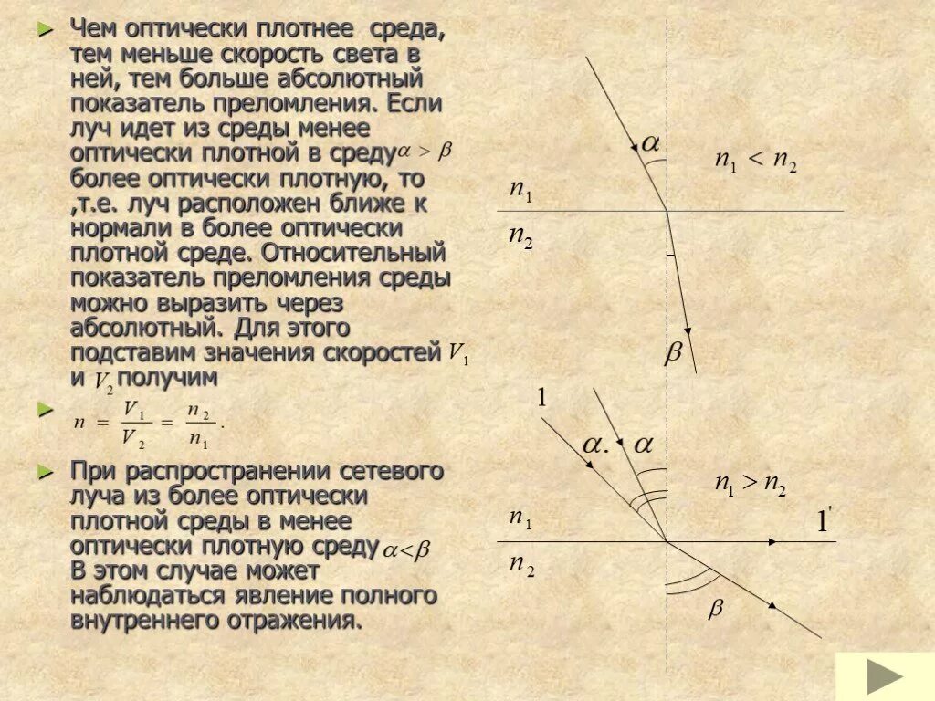 Оптически более плотная среда. Скорость света в плотной среде. Менее плотная оптическая среда. Более оптически плотная та среда в которой.