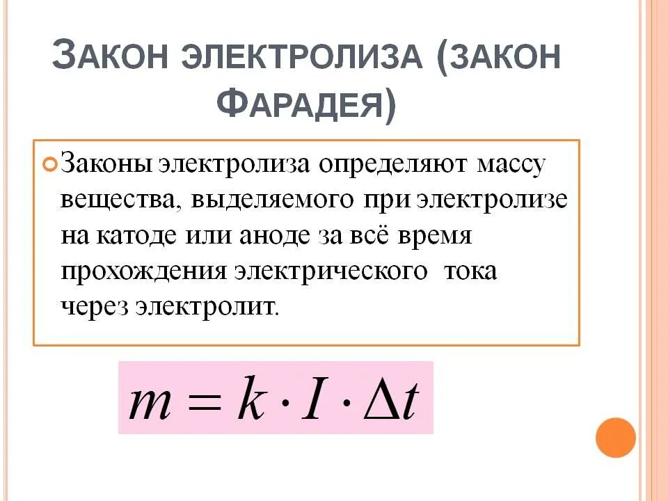 Закон 1 июля 2017. Закон электролиза Фарадея 1 закон. Закон Фарадея для электролиза формула. Второй закон Фарадея для электролиза. 2 Закон Фарадея для электролиза.