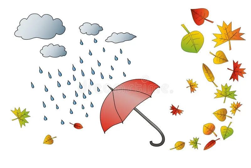 Дождик ветер гром ухо. Осенняя тучка и зонтик. Осенние листочки для детей с зонтиками. Погодные явления осенью для детей. Осенние явления природы детский сад.