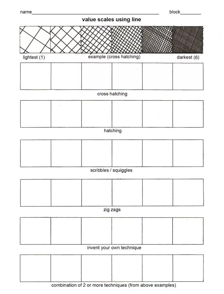 Line scale. Types of art worksheets. scale worksheets. worksheet about scales. shading techniques worksheet.