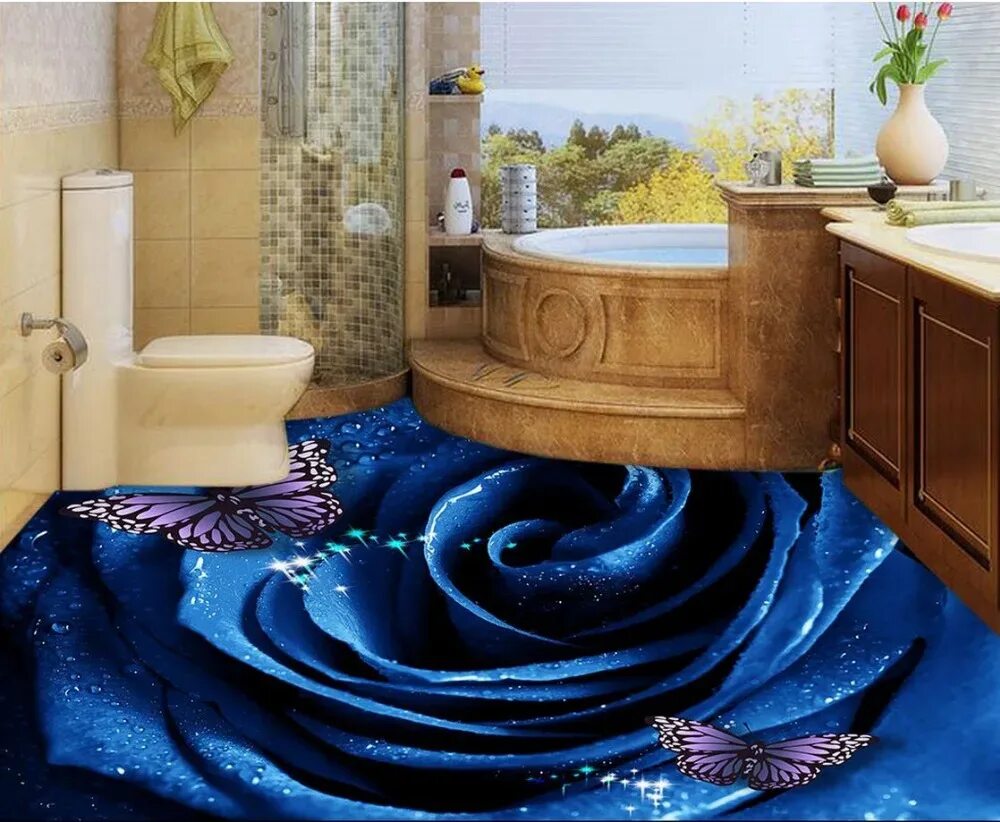 Creative 3d floor lines custom 3D squares abstract floor waterproof self-adhesiv