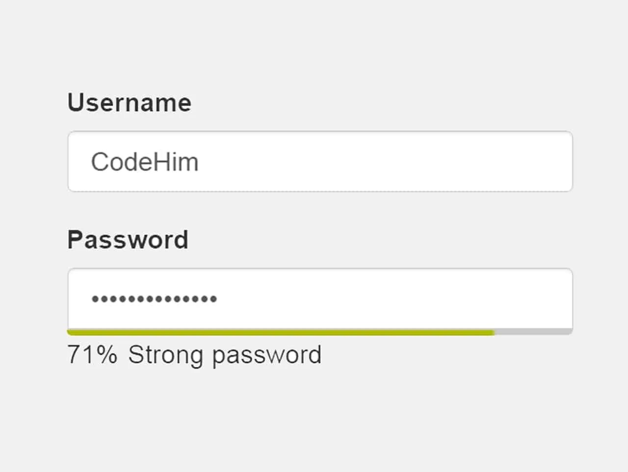 Get username password. JQUERY password strength. Password strength Meter. JQUERY password.