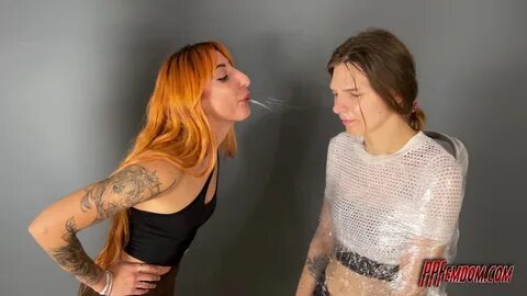 Mistress Agma Spit Humiliation Lesbian Domination Close up. 