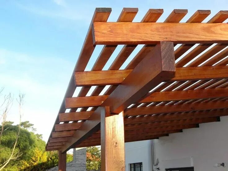 Односкатная крыша конструкция из дерева фото Pergola Design (2) Fine Homebuilding Pergola designs, Pergola, Pergola shade