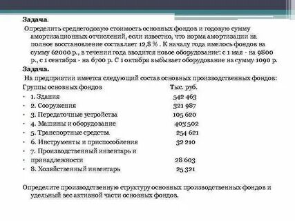 Активные основные фонды тест