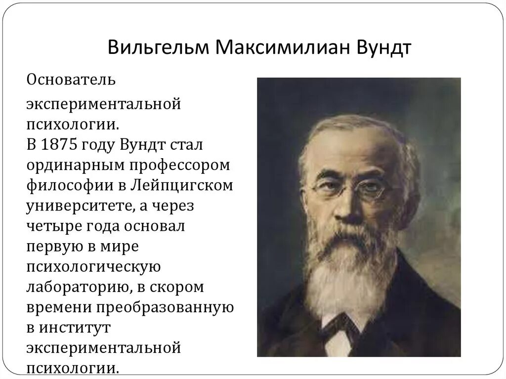 Экспериментальная психология Вильгельма Вундта. Вундт основатель лаборатории.