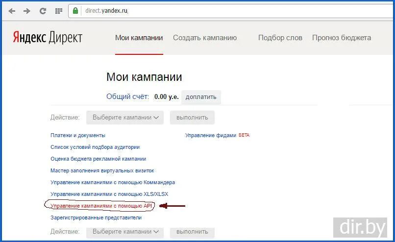 Апи директа. Апи директа