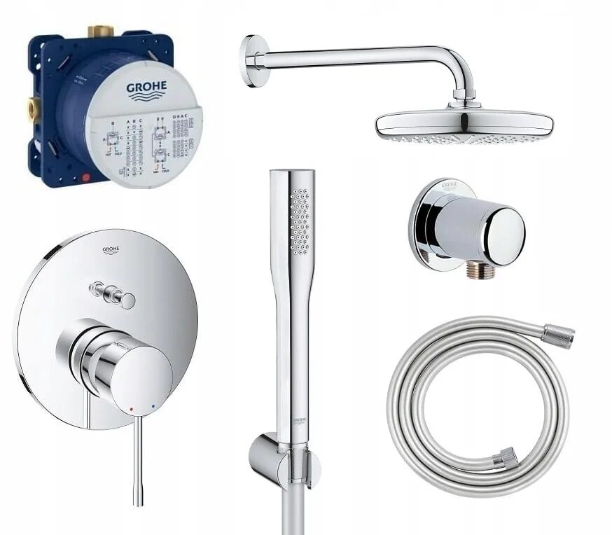 Комплект душа grohe. 119699 Grohe. Grohe 24092001 смеситель. Душевой комплект Grohe Essence 119699. Смеситель Grohe Essence New 24092001 |.