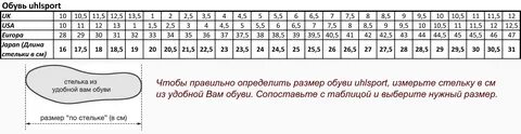 Размер туфель по стельке