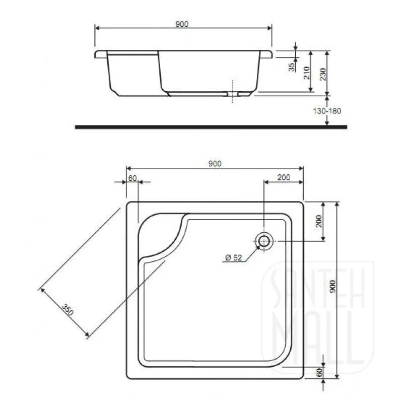 Поддон душевой 90х90 кр комплект. Поддон SSWW 90*90. Душевой поддон 90x90. Диаметр сливного отверстия душевого поддона Тритон 90х90. Глубина душевого поддона