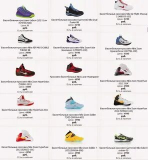 Какие есть кроссовки nike